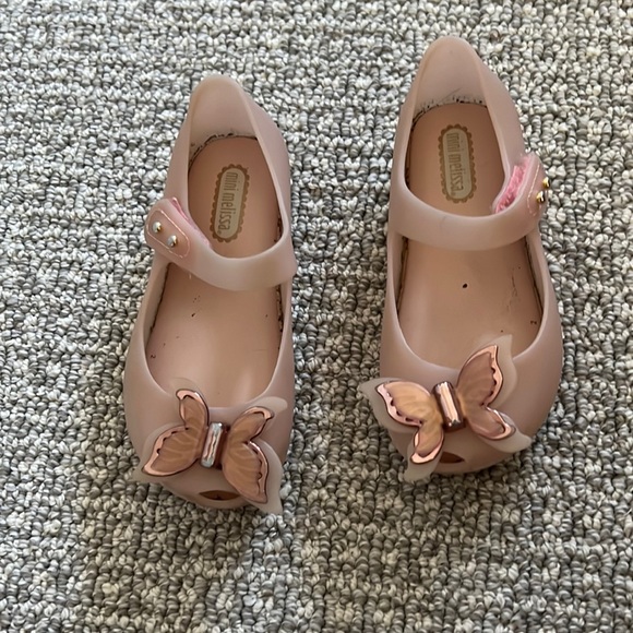 Mini Melissa Shoes Mini Melissa Pink Butterfly Rose Gold Shoes